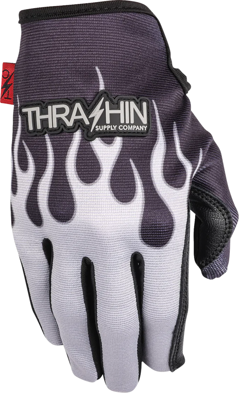 Thrashin Supply CO. Stealth Leather Palm Flame Gloves