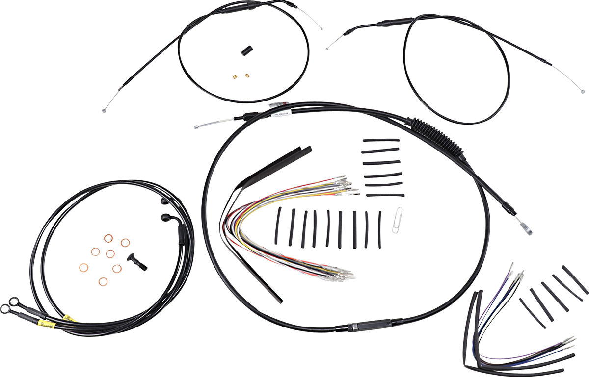 Burly Brand Jail Bar Cable Kit - 14" Handlebars - Black Vinyl - '08-'11 FXDF