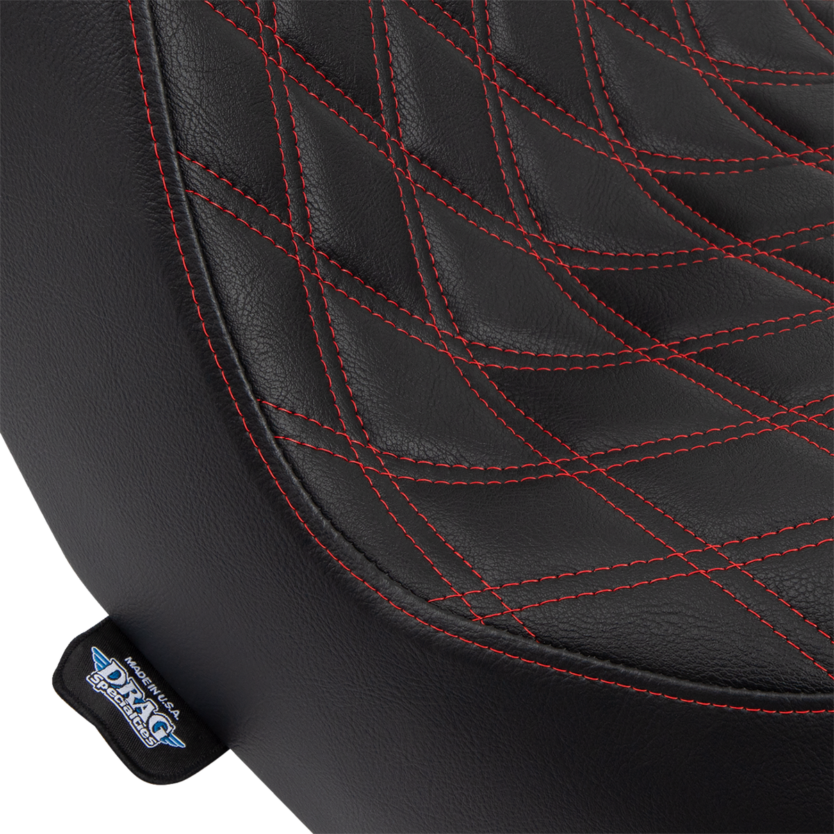 Drag Specialties Seats Predator III 2-Up Seat - Vinyl - Double Diamond - Red Stitching - FL/FX '18-'24