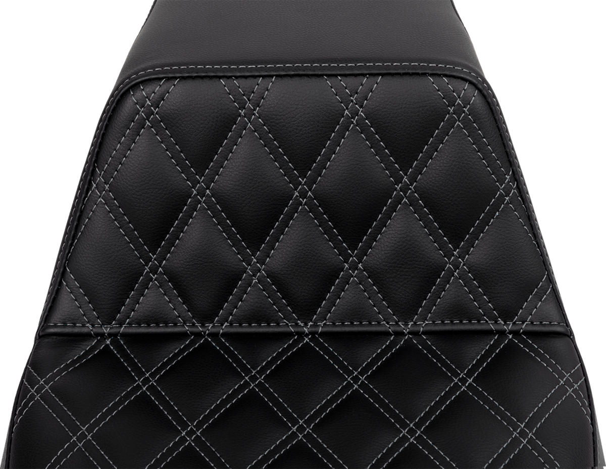 Saddlemen Step-Up Seat - Front Lattice Stitch - Dark Gray Stitch - FLH/FLT '08-'23