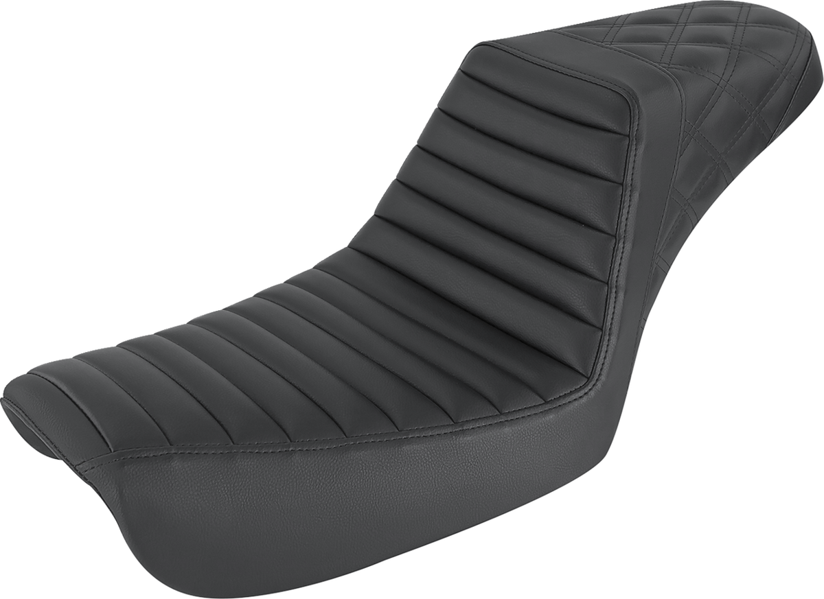 Saddlemen Step-Up Seat - Front Tuck-N-Roll/Rear Lattice Stitch - Black - FXD