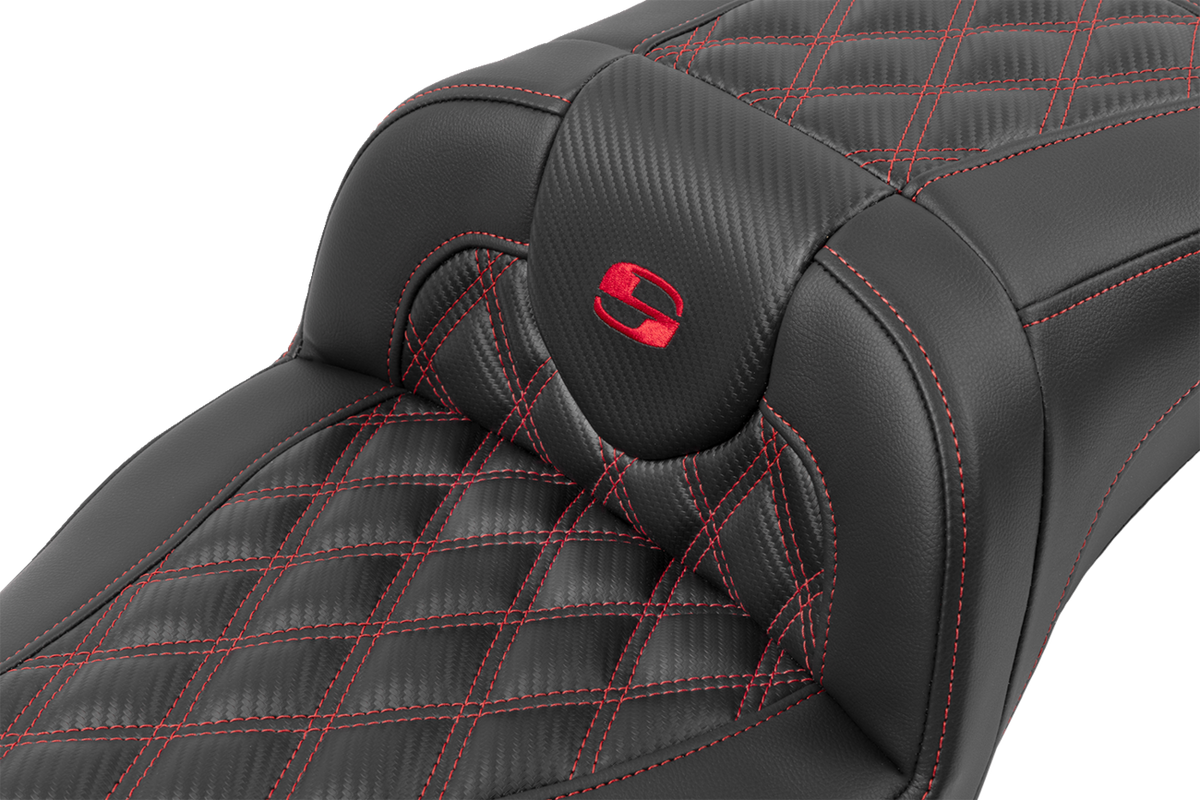 Saddlemen Roadsofa™ Extended Reach Seat - Without Backrest - Lattice Stitch - Red Stitch - FLTR/FLHX '23-'24