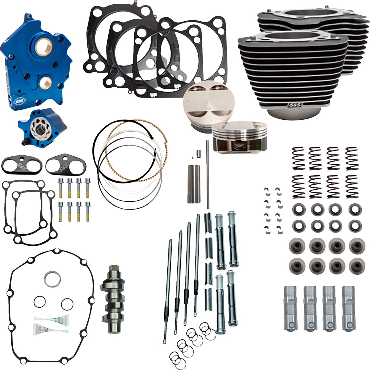 S&S Cycle Power Pack - Water Cooled - 550C - Wrinkle Black W/Highlight - Chrome Pushrod Tubes - M8