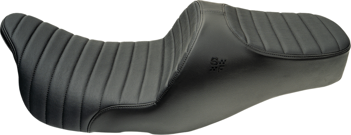 Slyfox Chariot Seat - Black Classic Stitch - Black Logo - FLH/FLT '09-'23.5