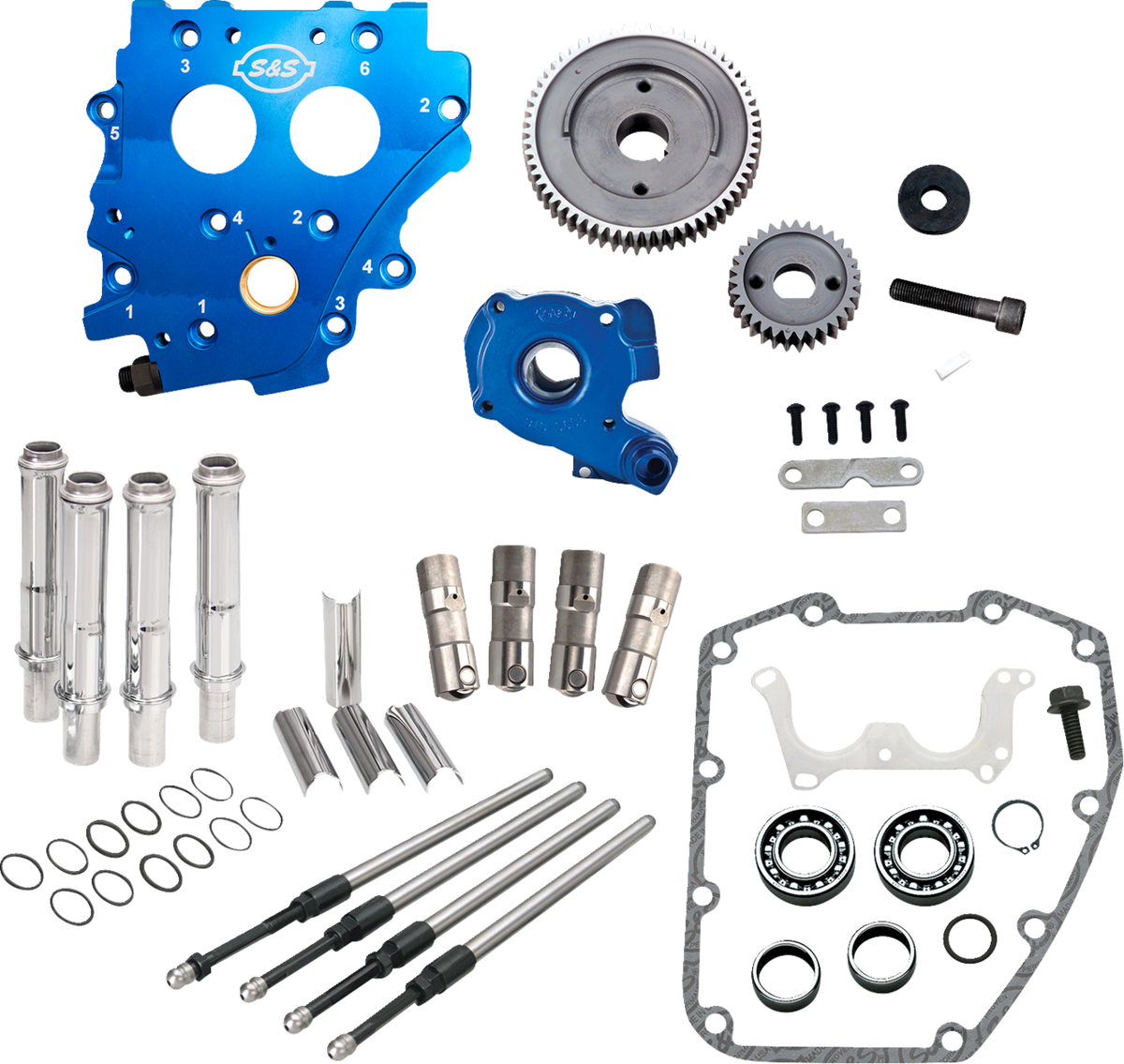 S&amp;S Cycle Cam Chest Kit Without Cams - Gear Drive - Oil Cooled - Chrome Pushrods - Twin Cam