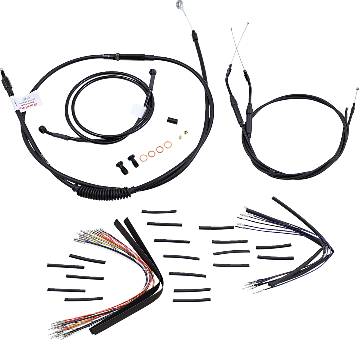 Burly Brand Complete Black Vinyl Handlebar Cable/Line Kit For Ape Hangers - 16" - '96-'05 FXD