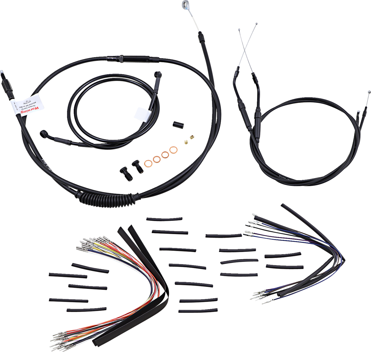 Burly Brand Complete Black Vinyl Handlebar Cable/Line Kit For Ape Hangers - 16" - '96-'05 FXD