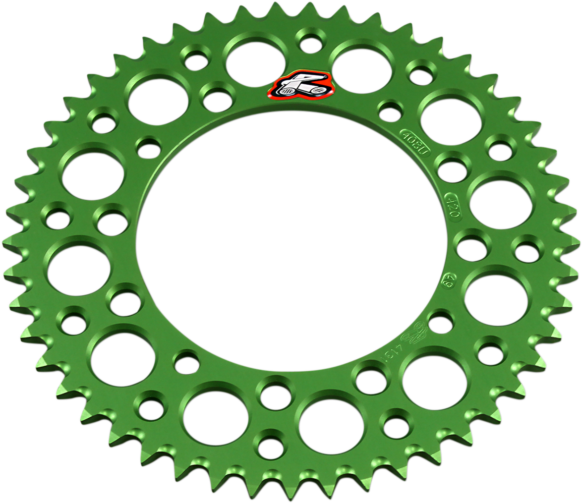 Renthal Rear Sprocket - Aluminum - 49 Tooth - Green - Kawasaki/Suzuki