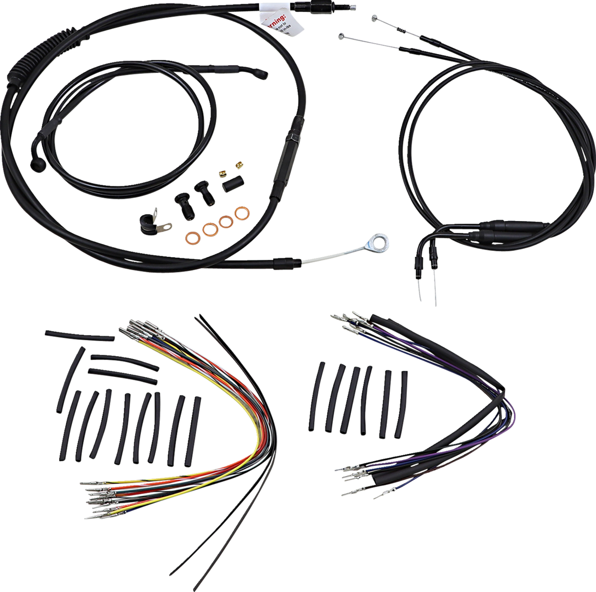 Burly Brand Complete Black Vinyl Handlebar Cable/Line Kit For Ape Hangers - 14" - '00-'06 FLST