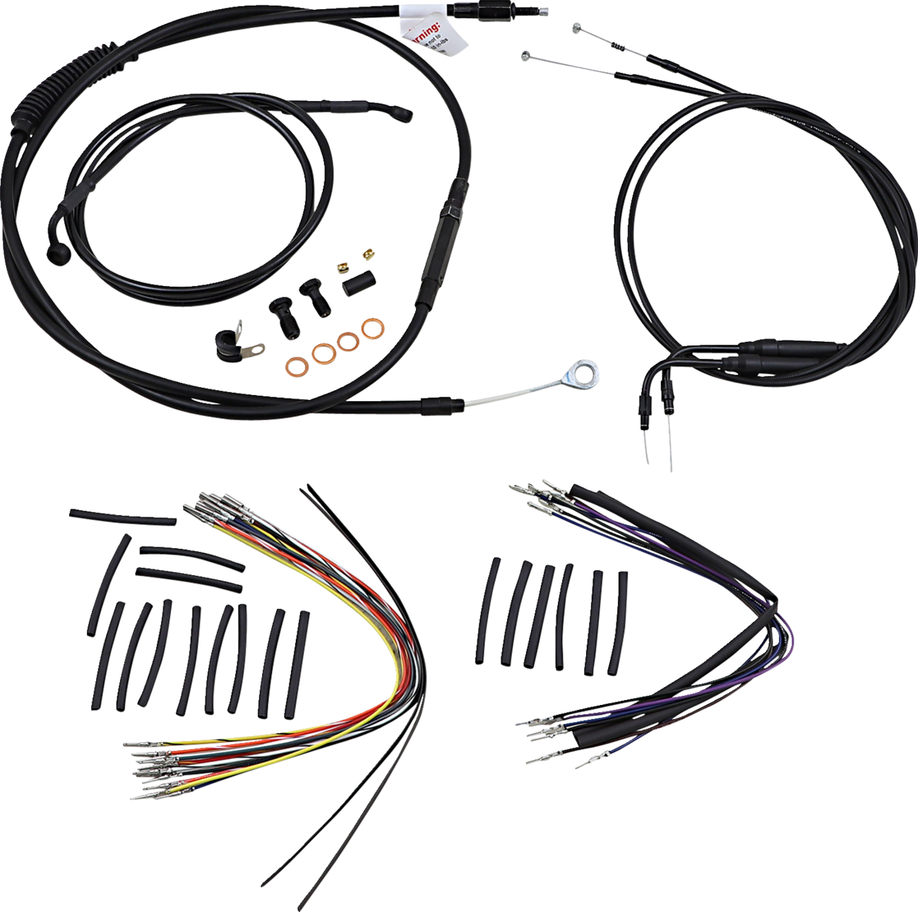Burly Brand Complete Black Vinyl Handlebar Cable/Line Kit For Ape Hangers - 14" - '00-'06 FLST