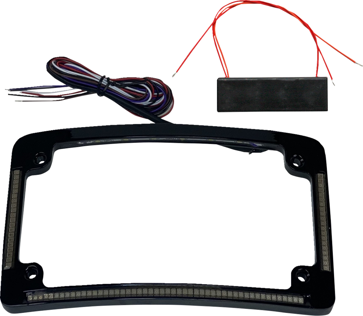 Custom Dynamics Radius License Plate Frame With Auxiliary Red LEDs And Tag Illumination