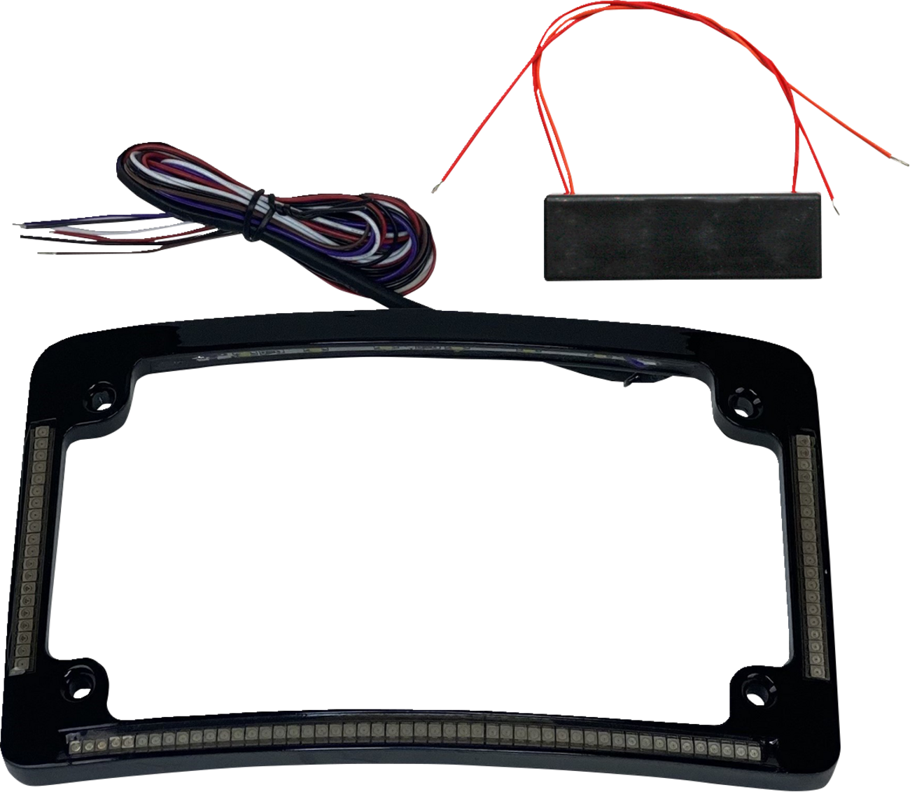 Custom Dynamics Radius License Plate Frame With Auxiliary Red LEDs And Tag Illumination