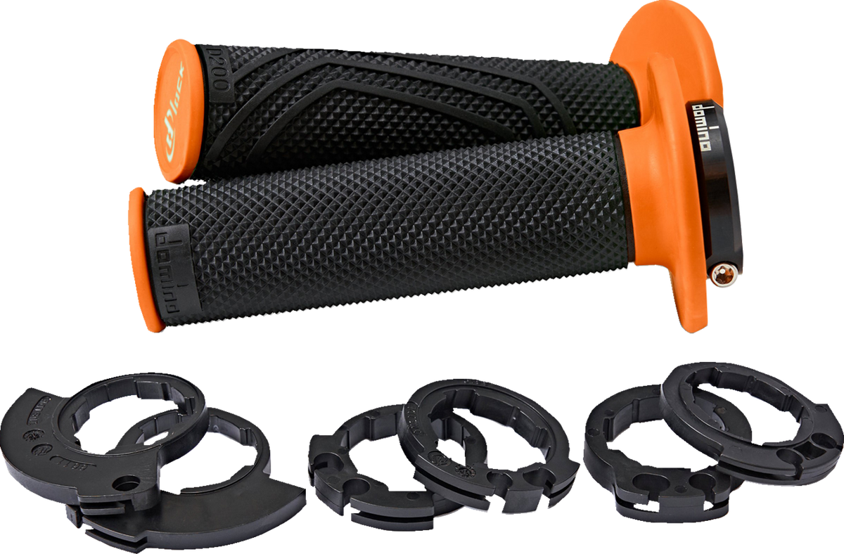 Domino D200 Lock-On Grips - Black/Orange