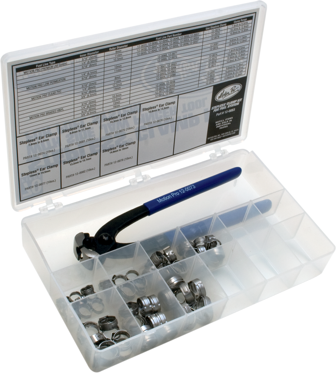 Motion Pro Ear Clamps With Pincher Tool - Fuel Line - Stepless - Assortment