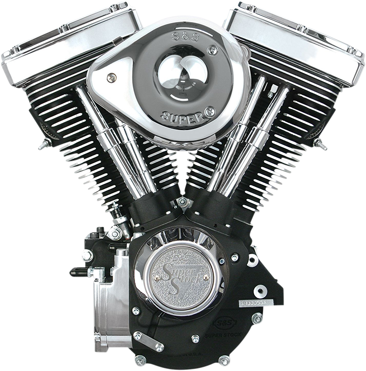 S&amp;S Cycle V80 Series Engine - Wrinkle Black - Custom Frame | Evolution Big Twin