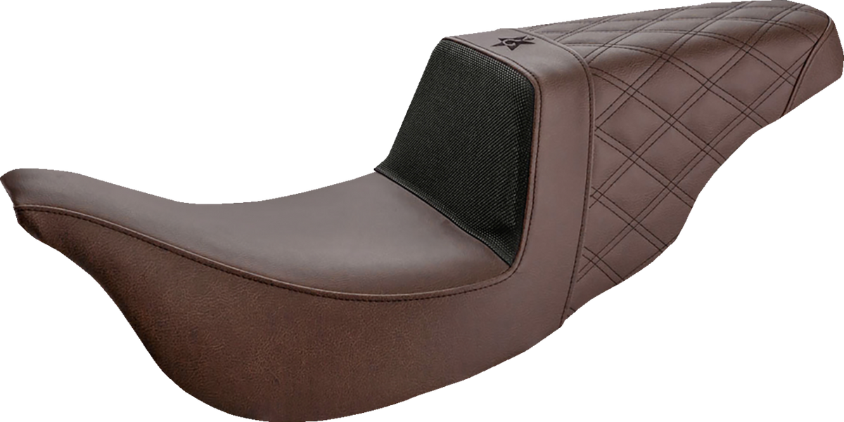 Saddlemen Unknown Industries Seat - Carbon Fiber/ Gripper/Rear Lattice Stitch - Brown - FL '08-'23