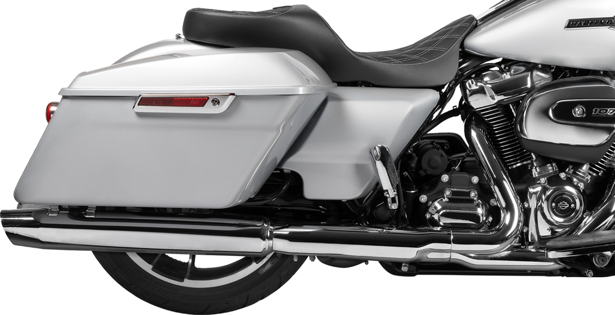 Drag Specialties Seats Extended Reach Freedom Seat - Vinyl - Double Diamond - Silver Stitch - FLT/FLH '09-'25