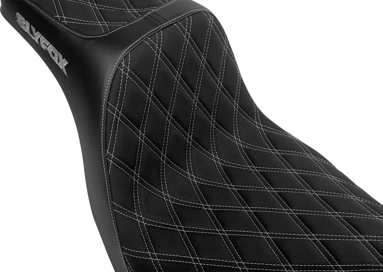 Slyfox High Noon Seat - Double Diamond - Silver Logo - Silver Stitch - FL/FX '18-'25