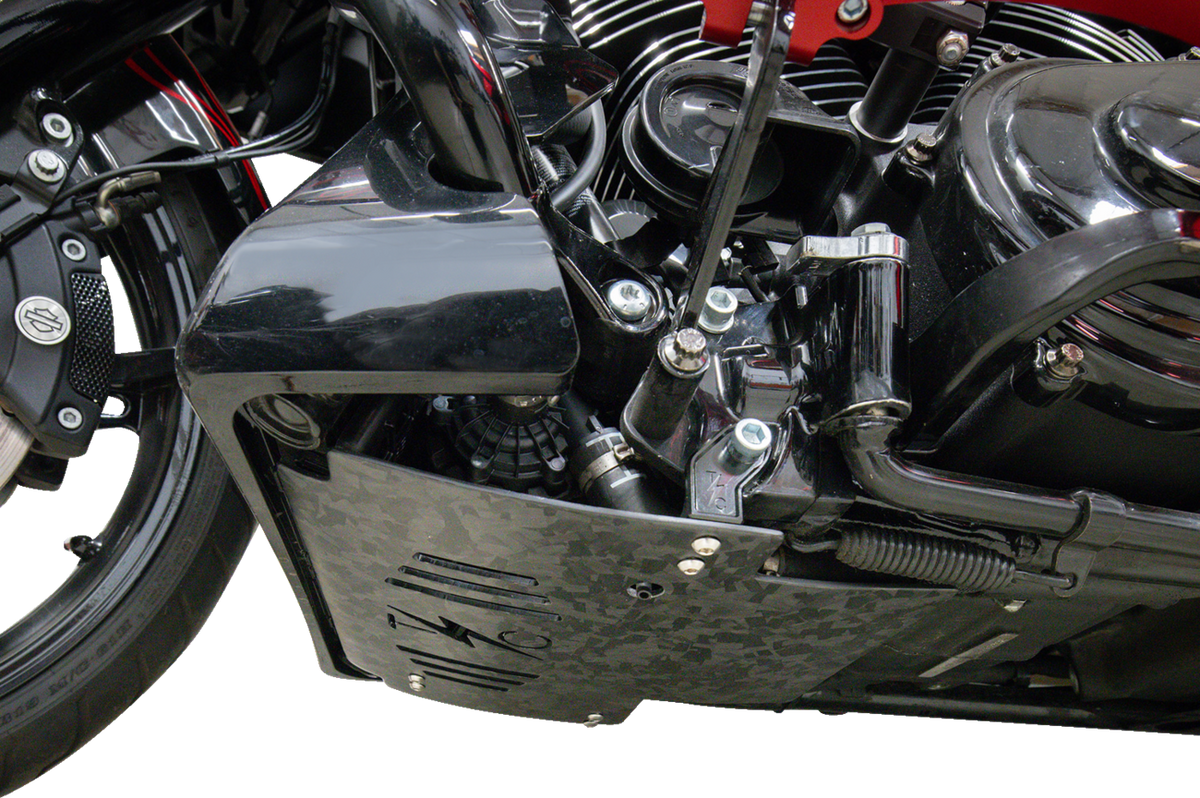 Thrashin Supply CO. Skid Plate - Carbon Fiber/Forged - With Black Brackets - FLHX/FLTRX