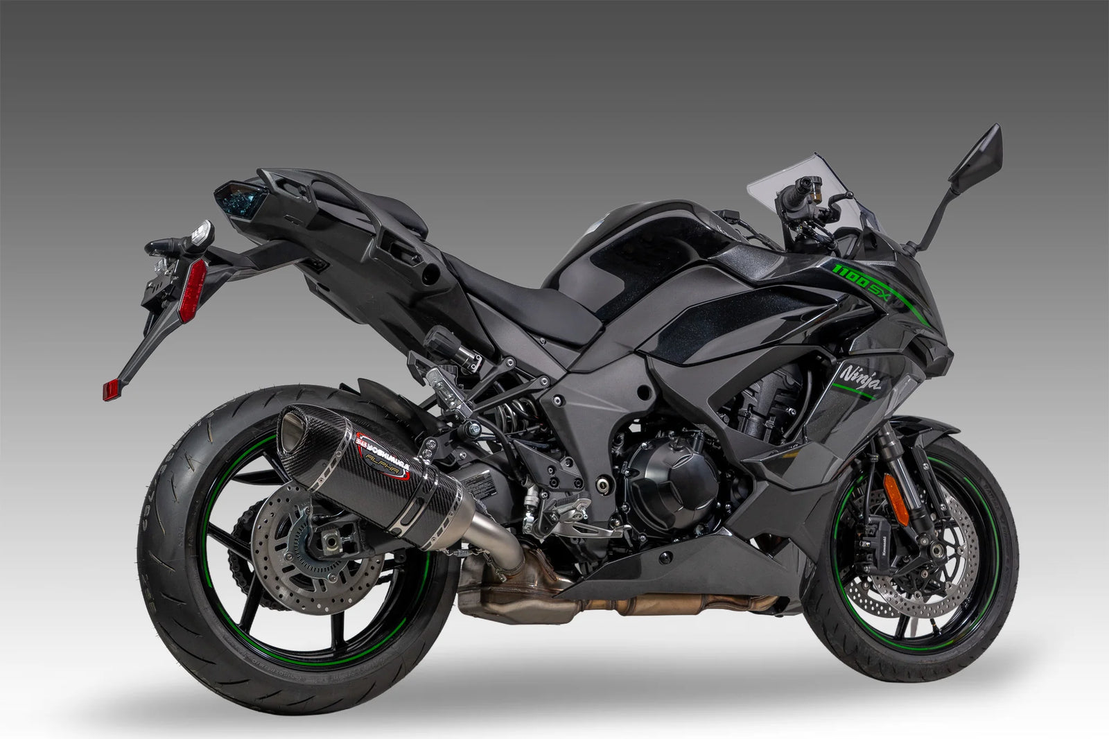 Yoshimura NINJA 1000SX 20-24/Ninja 1100SX 25-26 ALPHA Stainless Slip-On Exhaust, W/ Carbon Fiber Muffler
