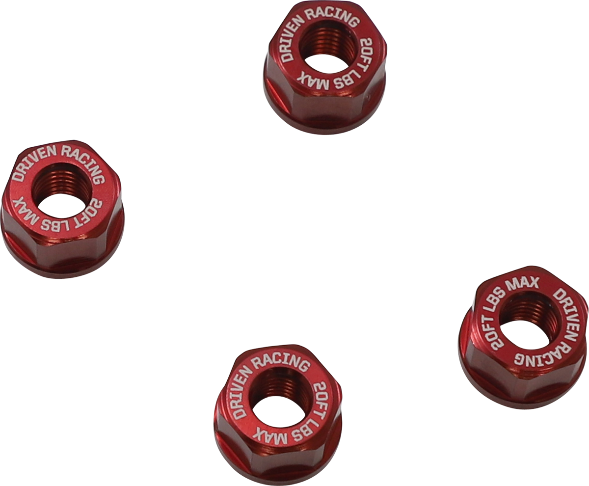 Driven Racing Sprocket Nuts - 4-Bolt Hub - Red - M8 X 1.25