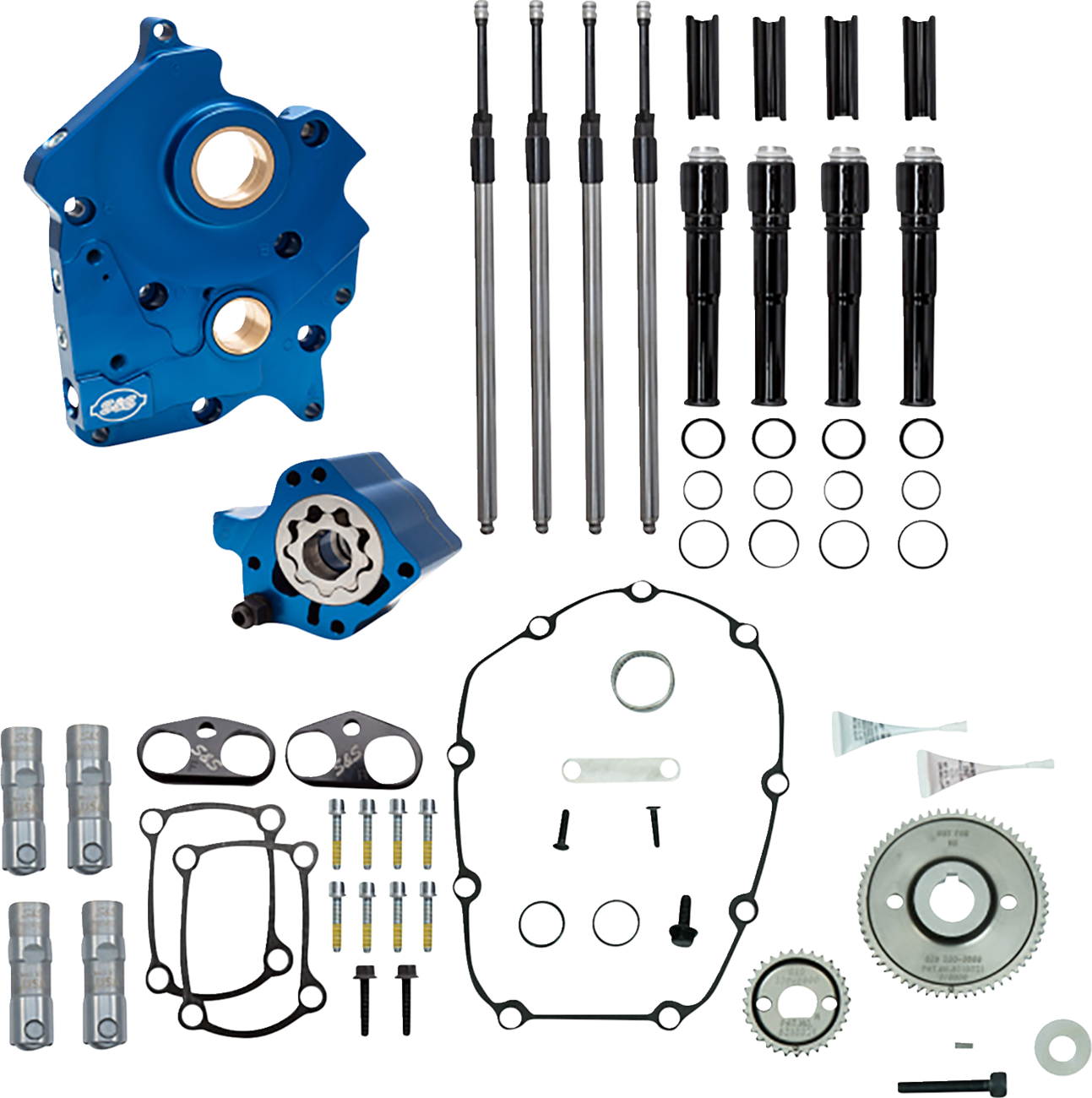 S&S Cycle Cam Chest - Oil Cooled - Gear Drive - Black Pushrod Tubes - M8