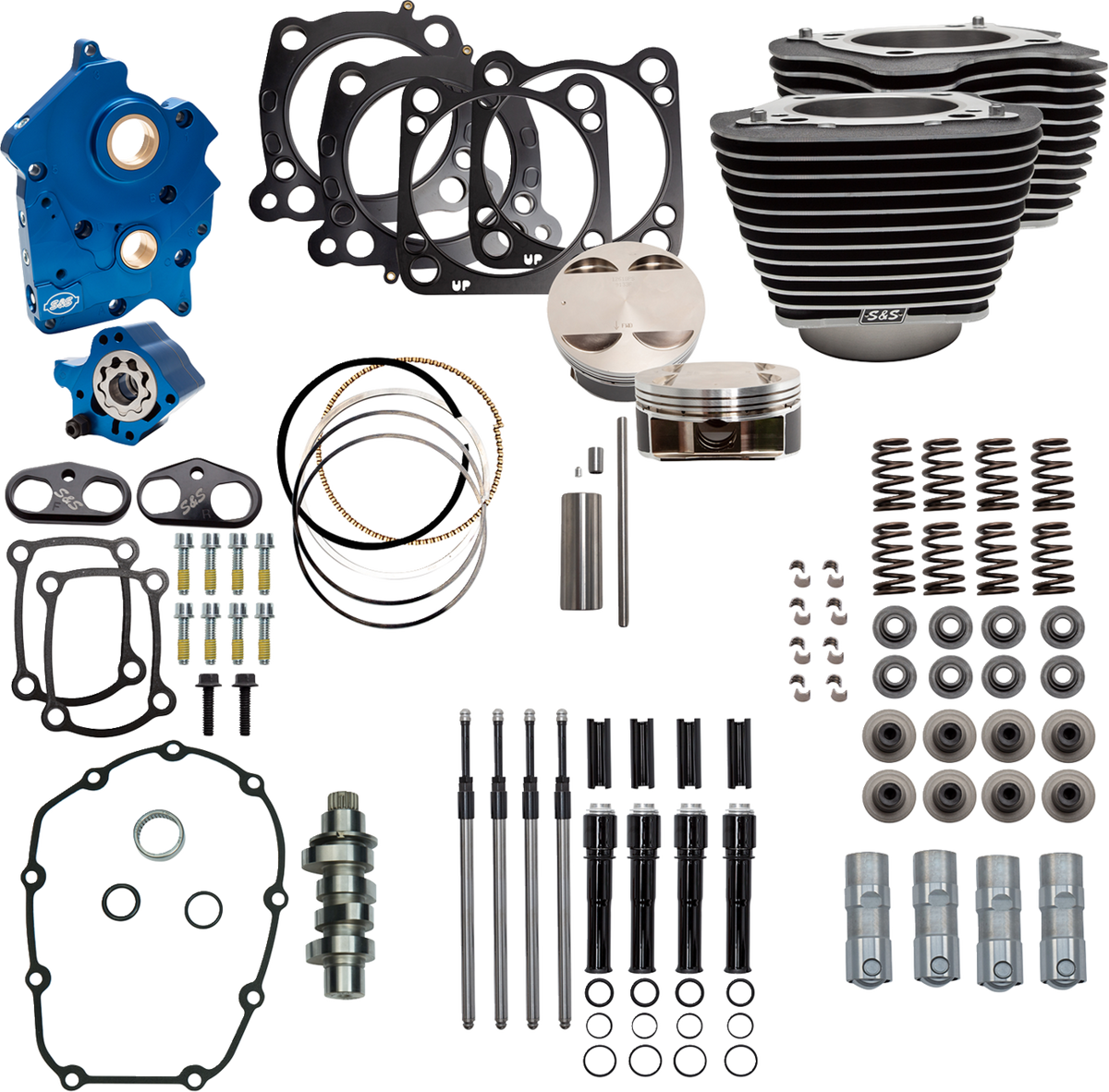 S&amp;S Cycle Power Pack - Water Cooled - 550C - Wrinkle Black W/Highlight - Black Pushrod Tubes - M8