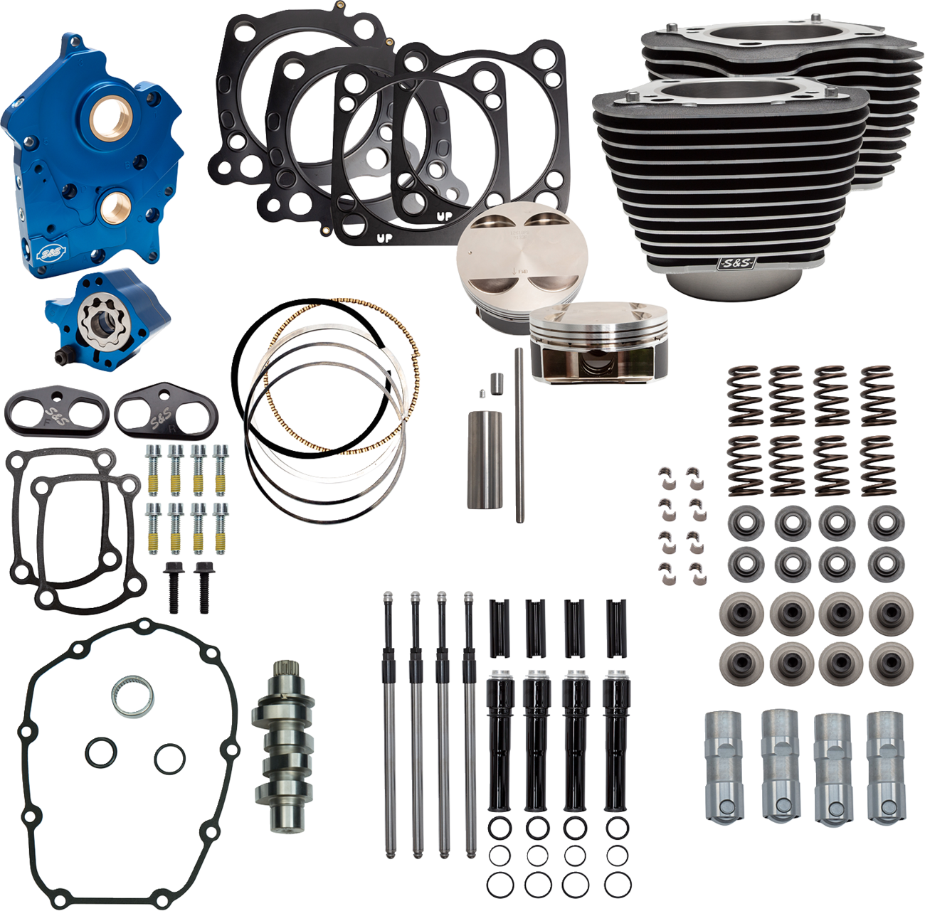 S&S Cycle Power Pack - Water Cooled - 550C - Wrinkle Black W/Highlight - Black Pushrod Tubes - M8