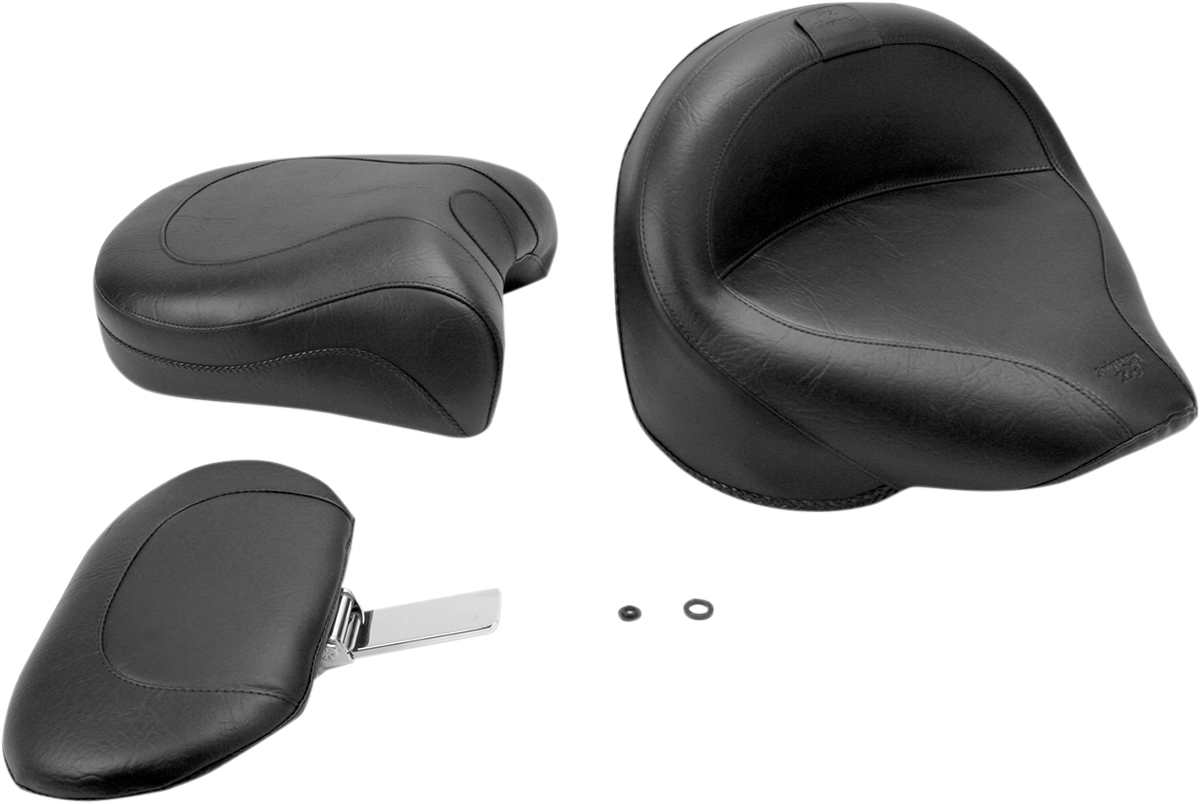 Mustang Seat - Vintage - Wide - Touring - With Driver Backrest - Two-Piece - Smooth - Black - XVS