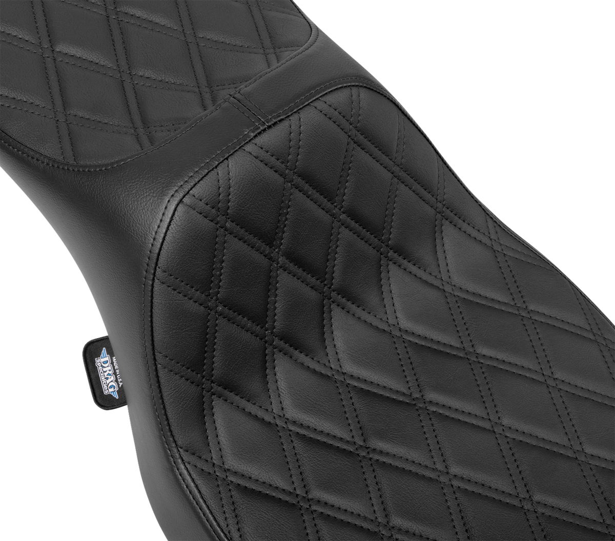 Drag Specialties Seats Extended Reach Predator III Seat - Double Diamond - Black Stitching - Vinyl - FLH/FLT '23-'24