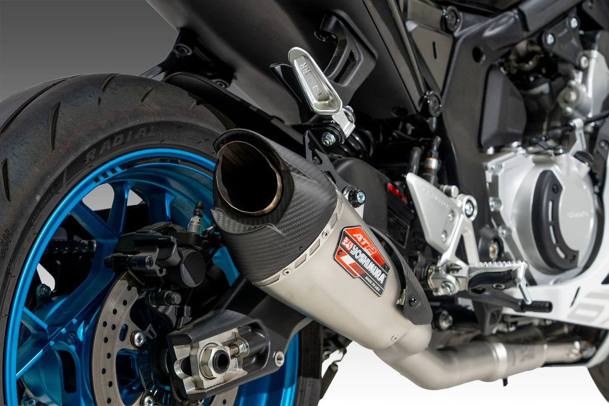 Yoshimura 675SS 25-26 AT2 Stainless Full Exhaust, W/ Stainless Muffler
