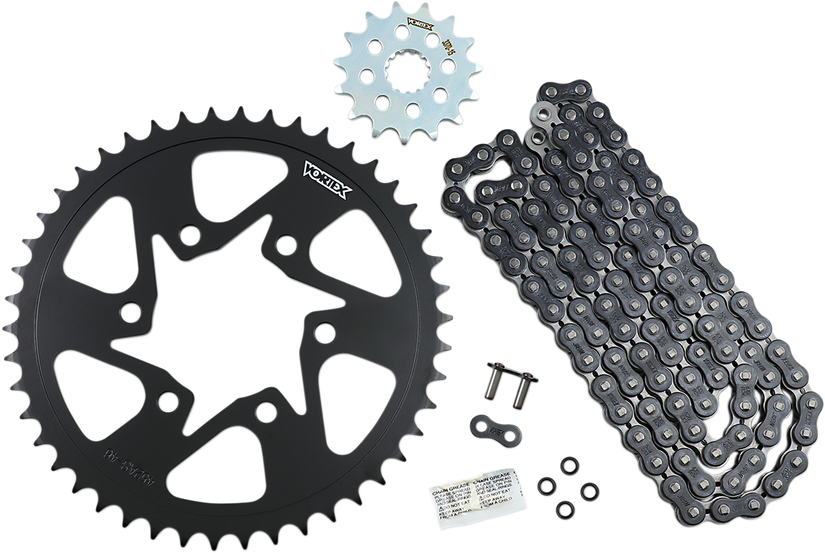 Vortex Chain And Sprocket Kit - WSS - Black - Kawasaki Z650/RS