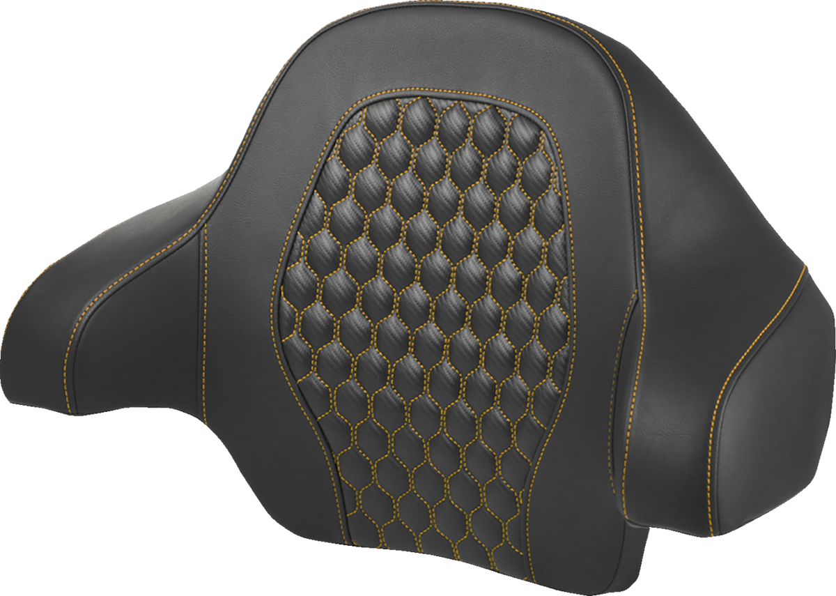 Saddlemen Tour Pack Backrest Pad - Honeycomb - Gold Stitching - FL '14-'24