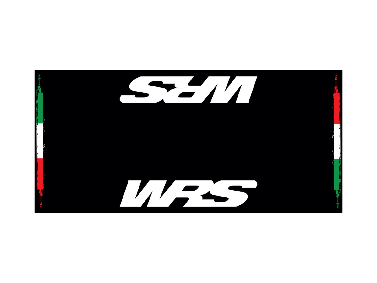 ORIGINAL WRS RECTANGULAR MOTORCYCLE CARPET WITH LOGO AND ITALIAN FLAG