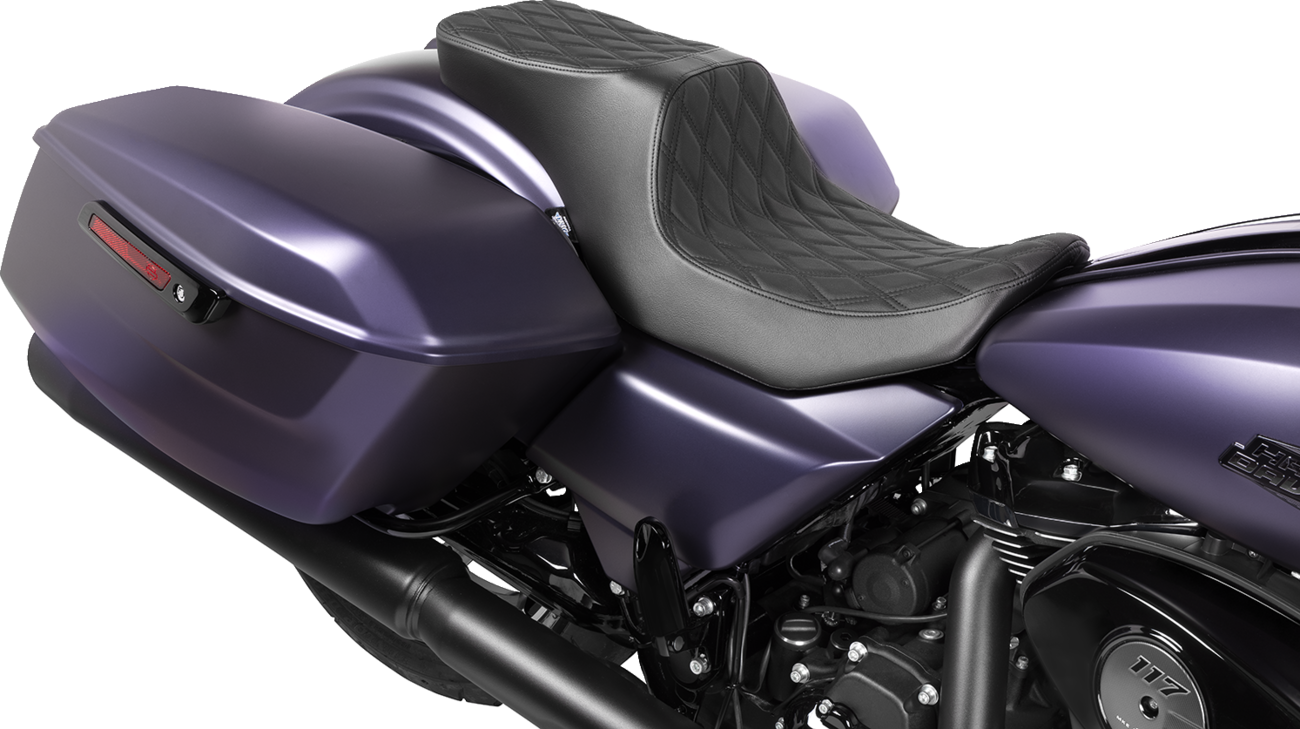 Drag Specialties Seats Predator 2-Up Seat - Vinyl - Double Diamond Black Stitch - W/O Backrest - FLTR/FLHX '23-'24