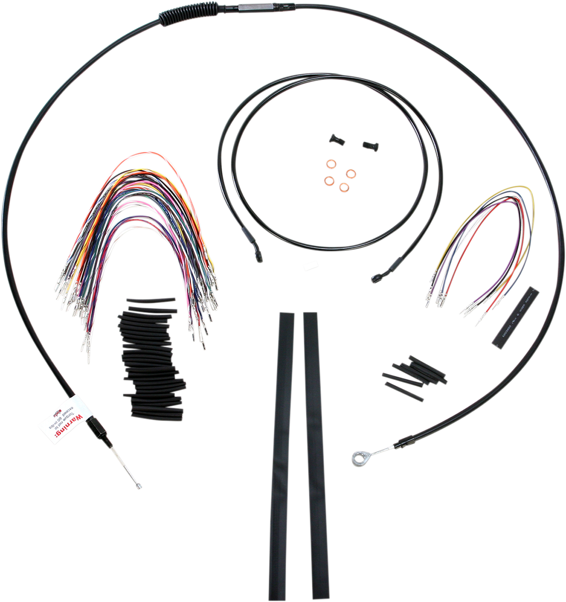 Burly Brand Complete Black Vinyl Handlebar Cable/Line Kit For Ape Hangers - 15" - '08-'13 FLH