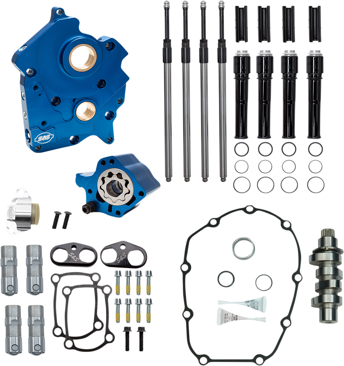 S&amp;S Cycle Cam Chest Kit - Water Cooled - Chain Drive - 475 Cam - Black Pushrod Tubes - M8