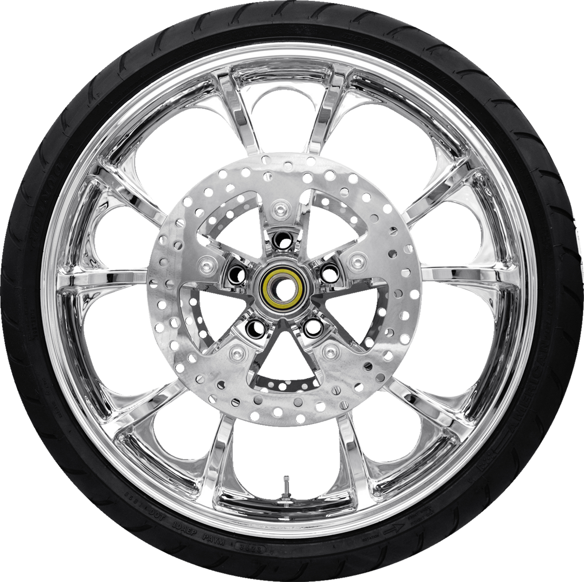 Coastal Moto Largo Front Wheel - Chrome (21") | Rotor (12.6) | Dunlop AE Tire (130/60b21)