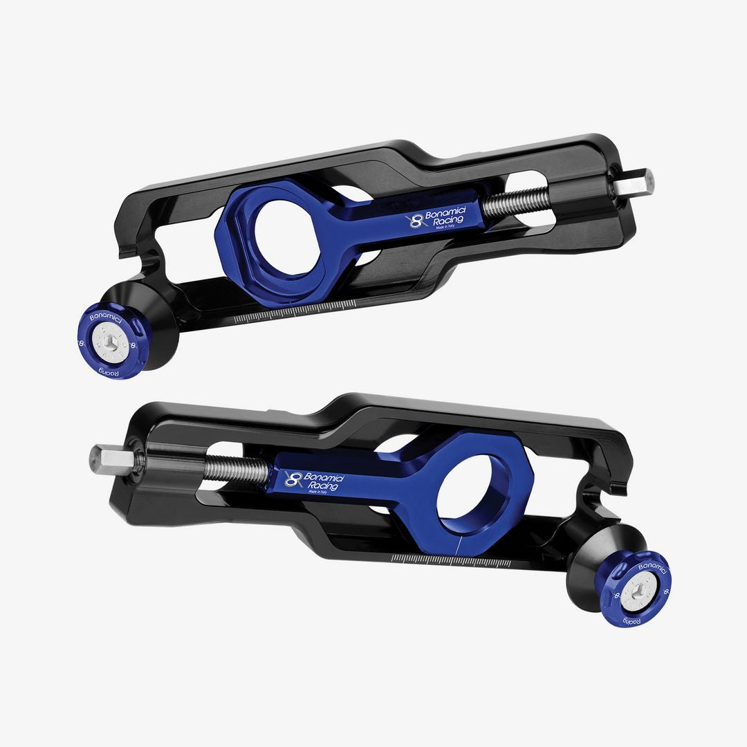 Bonamici Racing Chain Adjuster With Integrated EVO Standard Swingarms Spools - BMW S 1000 XR - M 1000 XR - BLUE