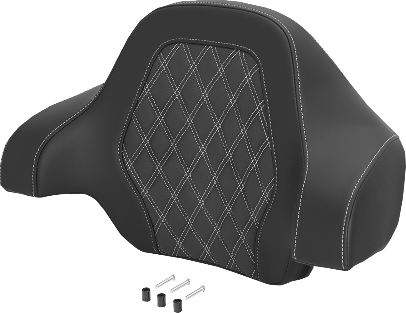Saddlemen Deluxe Tour Pack Sissy Bar Pad - Black / White / Lattice Stitched / White Stitching