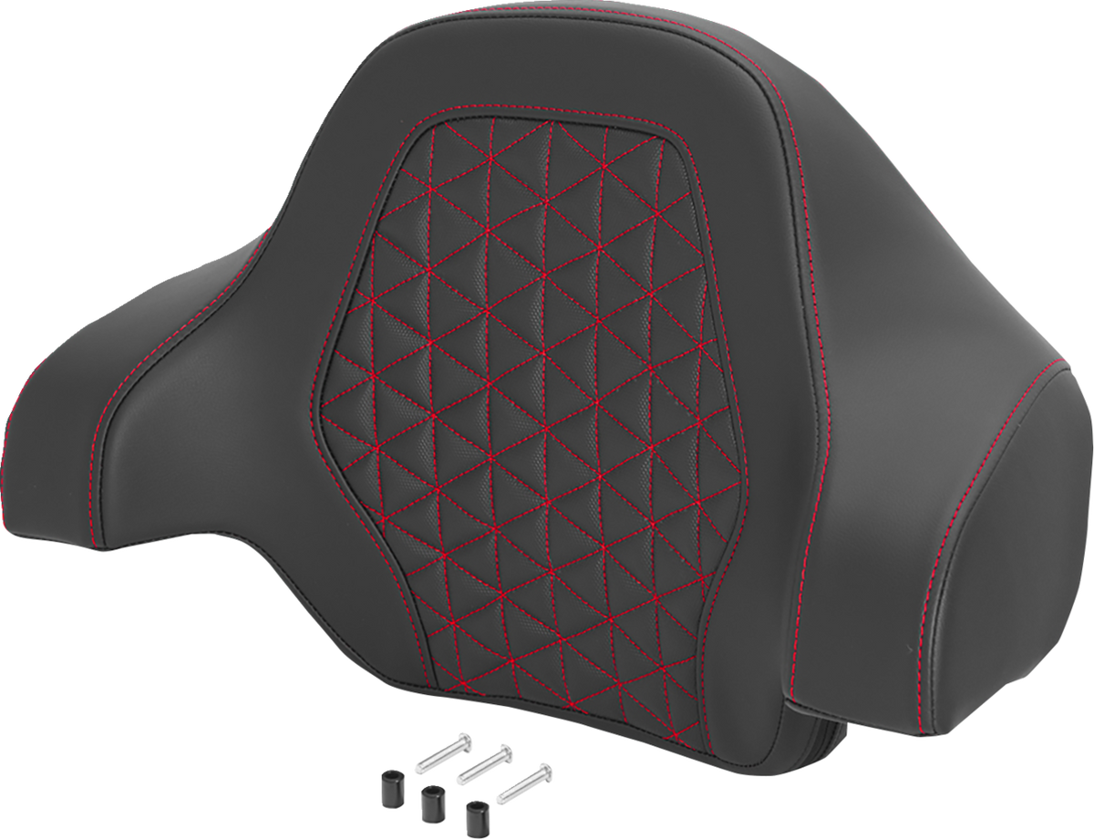 Saddlemen Deluxe Tour Pack Sissy Bar Pad - Black / Red / Gripper / Red Stitching