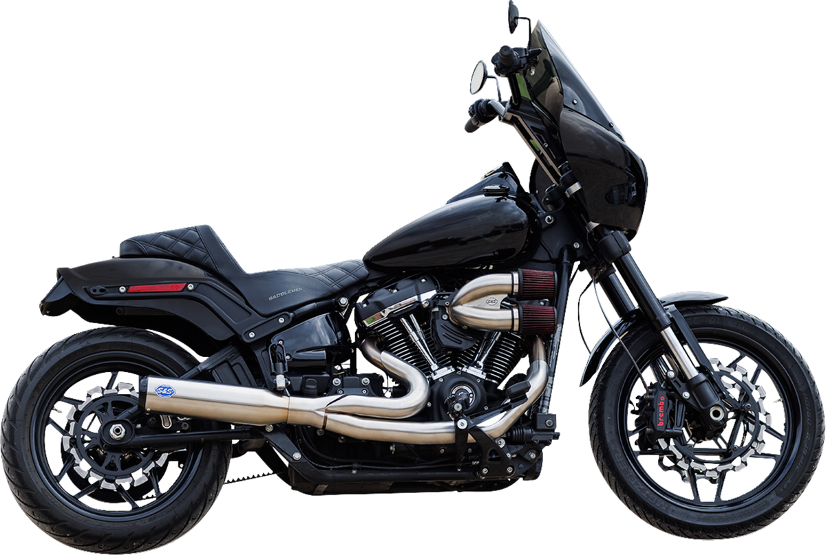 S&amp;S Cycle 2-Into-1 Qualifier Exhaust System - Race Only - Brushed Stainless