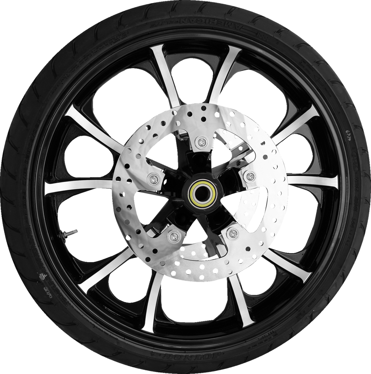 Coastal Moto Largo Front Wheel - Black Cut (21") | Rotors (11.8") | Dunlop AE2 Tire (130/60b21)