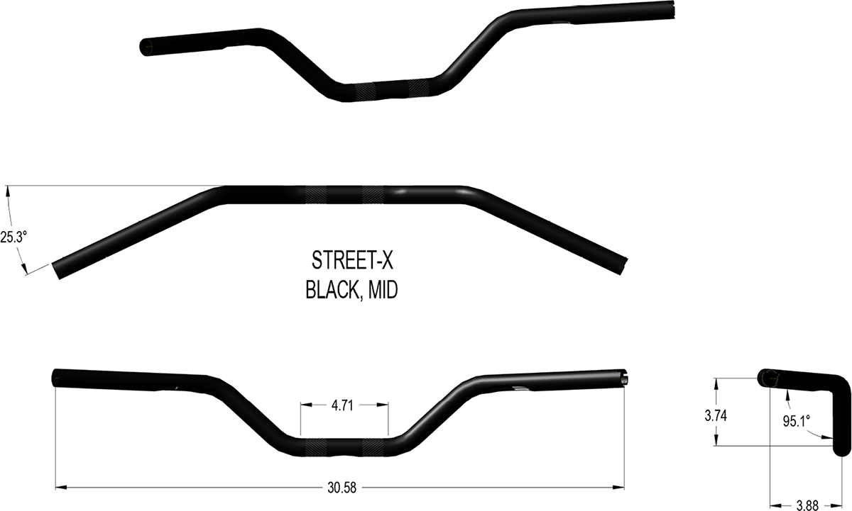 Khrome Werks Street-X Handlebars - Mid Bend - Black