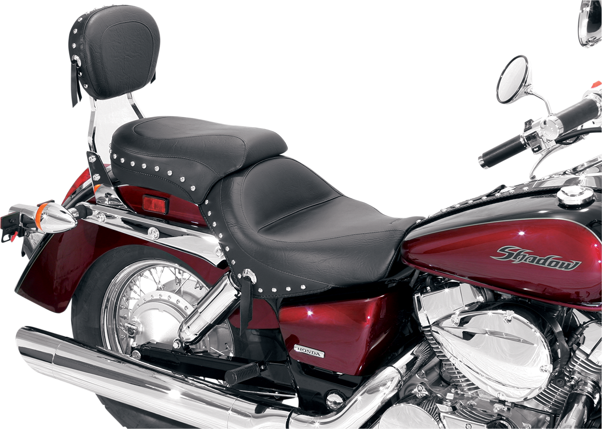 Mustang Seat - Wide - Touring - Without Backrest - Two-Piece - Chrome Studded - Black W/ Conchos - 750Aero