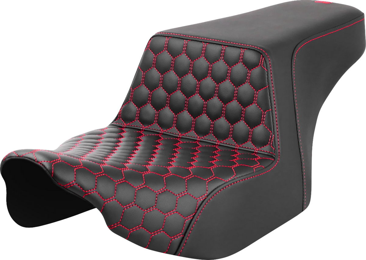 Saddlemen Step-Up Seat - Front Honeycomb - Red Stitching - FL '23-'24