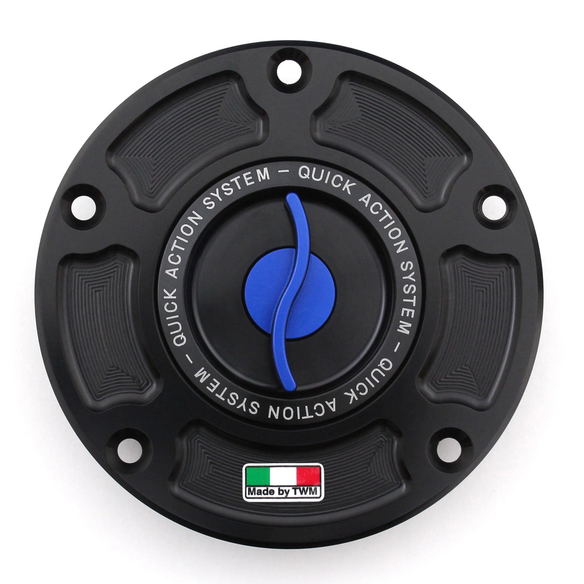 TWM CNC Aluminum Gas Cap / Fuel Cap with Blue Center Cap for Ducati Motorcycles