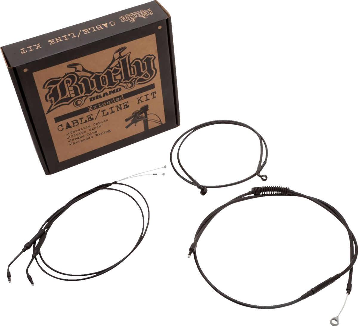 Burly Brand Jail Bar Cable Kit - 10" Handlebars - Black Vinyl - '07-'13 XL