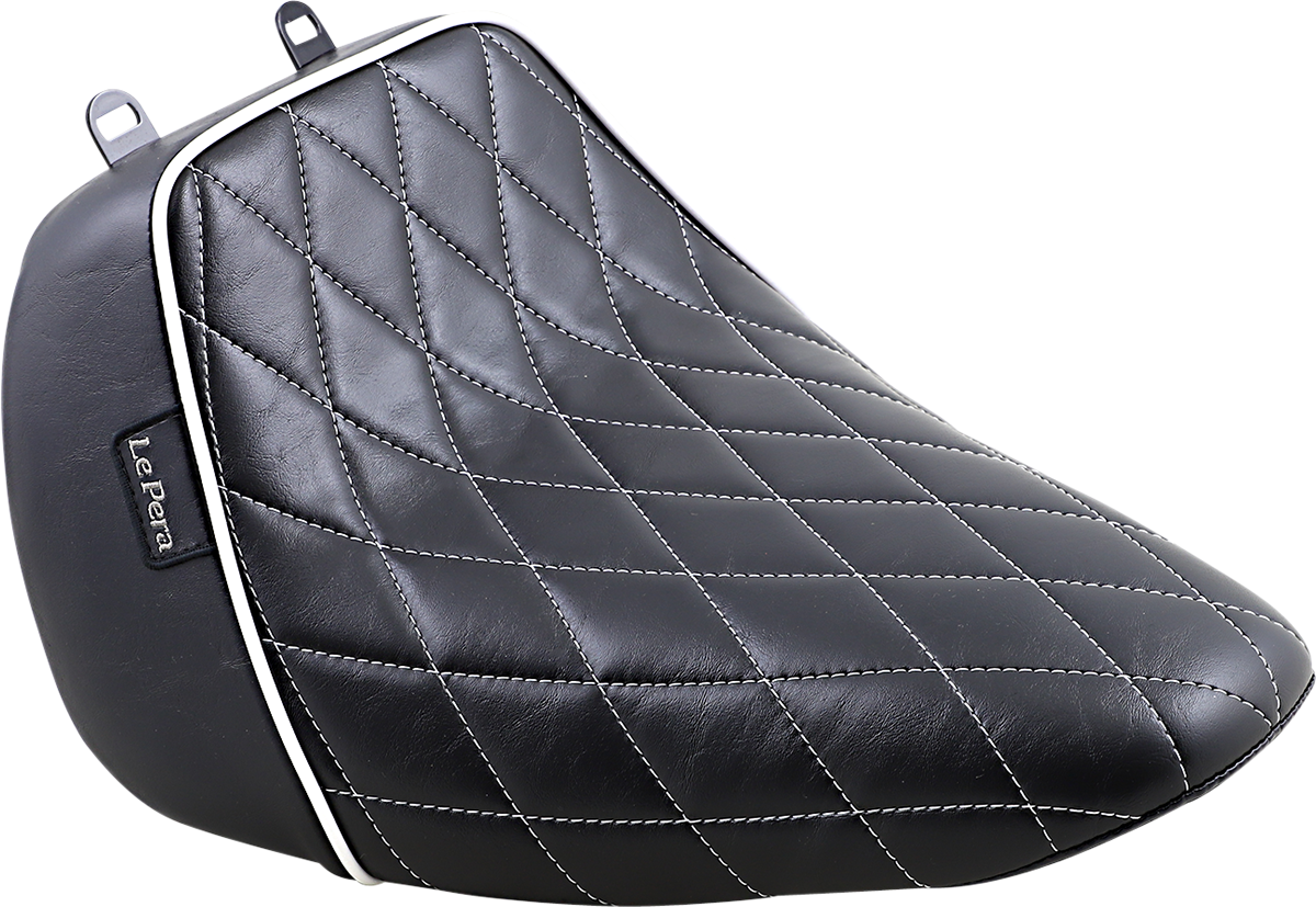 Le Pera Bare Bones Solo Seat - Diamond Stitch W/ White Stitching/Piping - Black - FLFB '18-'25