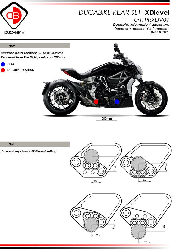 Ducabike DBK PRXDV01 Xdiavel Adjustable Rearset